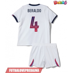 Lacne Dětský Futbalové dres Paris Saint-Germain Lucas Beraldo #4 2026-27 Krátky Rukáv - Preč (+ trenírky)